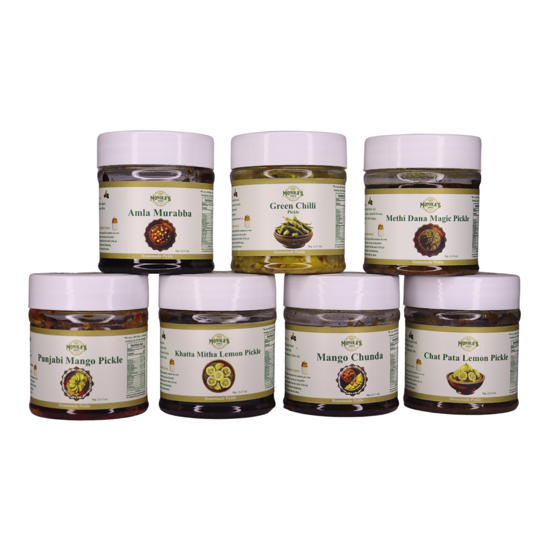 Ultimate Sample Pack of 7 Exquisite Pickles | Tangy, Spicy & Chatpata Flavors