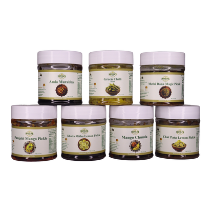Ultimate Sample Pack of 7 Exquisite Pickles | Tangy, Spicy & Chatpata Flavors