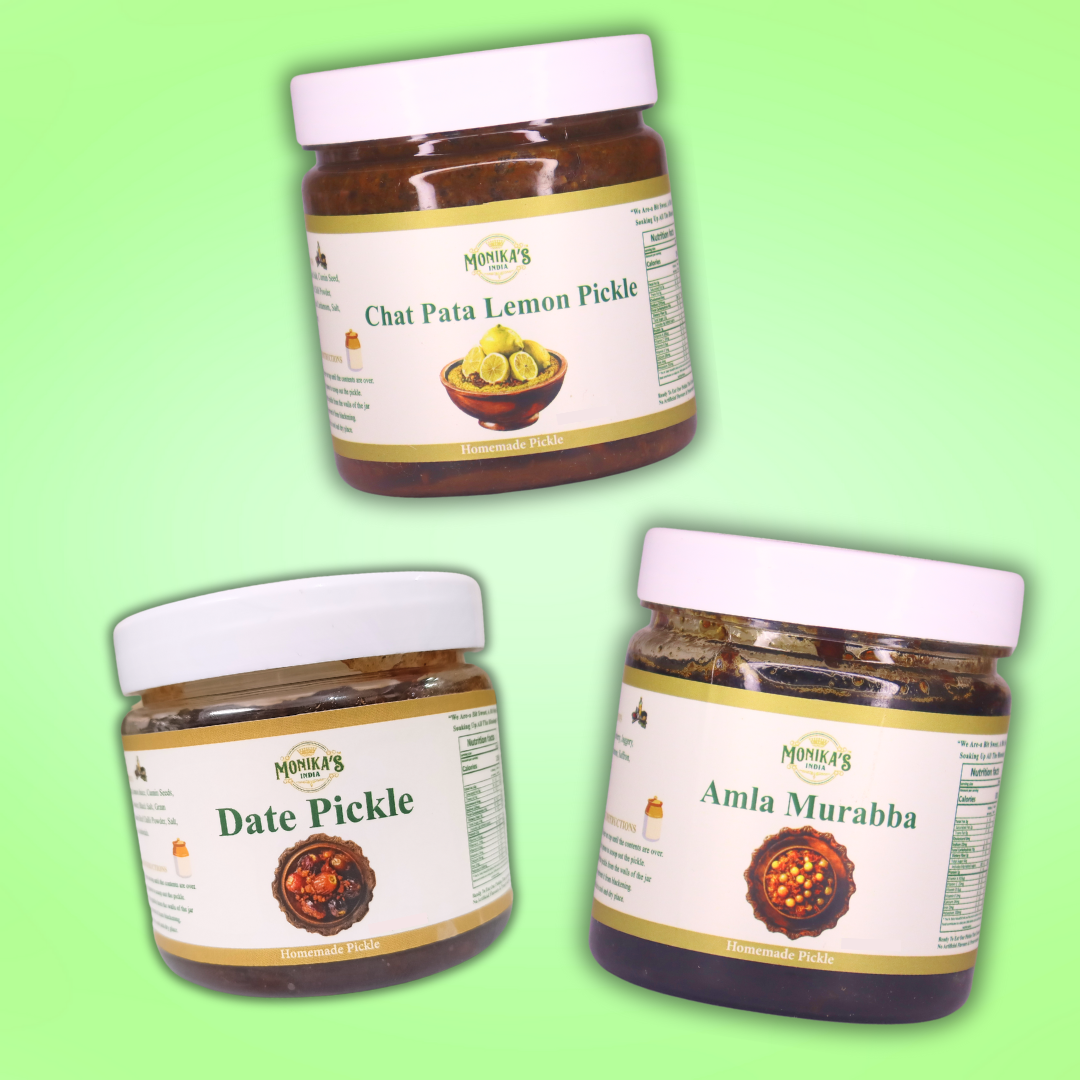 Chat Pata Lemon Pickle, Amla Murabba & Date Pickle - Sweet & Tangy Delight Pickle Pack